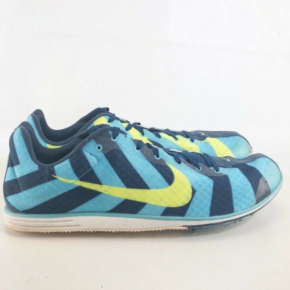 Nike Track Spikes Mens 15 Blue Yellow Rival D Distance Running Shoes US 15